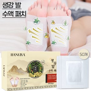 HANVIVA 발 수액 패치 생강 발 패치 발바닥 힐링 패치 피로 회복 독소 제거 시트 쑥 죽초 풋 케어 해독 패드, 1개, 50개입