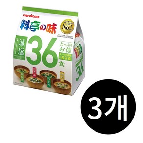 마루코메 미소시루 료테이노아지 요정의 맛 36식 저염식 된장국 3개, 648g