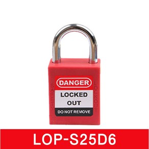 LOTO SAFE 스틸 안전 잠금 자물쇠 LOP-S25D6, 공동키(KA), 레드(Red), 1개