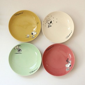 (일본직수입) 야마카 스누피 파스타 접시 4P 세트 21cm, 4개
