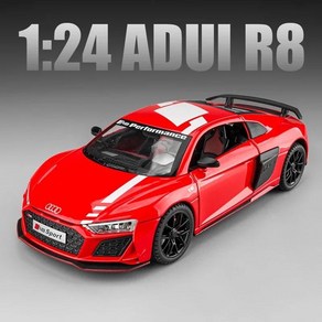 1:24 아우디 R8 V10 스포츠 합금 다이 캐스트 장난감 자동차 모델 휠 스티어링 사운드 및 라이트 어린이 수, 04 no box, 1개