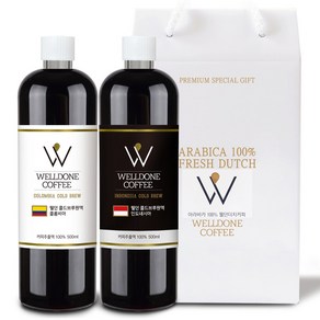 웰던커피 더치커피 콜드브루 2병선물세트 콜롬비아+인도네시아 500ml, 2개