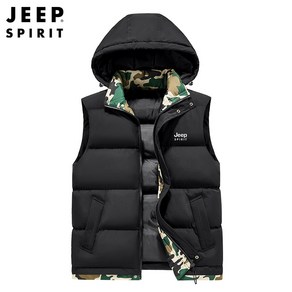 JEEP SPIRIT 지프 스피릿 겨울 캐주얼 후드 탈부착 패딩조끼 0683+양말