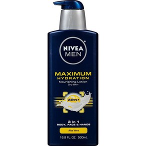 NIVEA Men 맥시멈 하이드레이션 너리싱 로션 16.9 Fl oz 3 in 1 바디 얼굴 손용, 1개