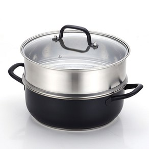 SUS201 블랙시크 스텐 컬러 파티웍 찜기 냄비 세트 28cm 찜기냄비 찜기채반 찜기 실리콘찜기 찜기실리콘 스텐찜기 전기찜기 만두찜기 편백찜기2단가정용 찜판, PR0018 블랙시크 찜기세트28cm, 1개