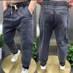 십전십미 겨울 기모 스판 멀티 포켓 청바지 남자 바지 내마모성 바지