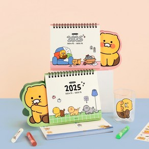 춘식이 오디너리 2025년 형태 탁상 캘린더 핑크+그린 세트