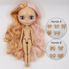ICY DBS 블라이스 인형 1/6 bjd 관절 바디 황갈색 피부 광택 얼굴 30cm 장난감 무작위 눈 색상, 1개