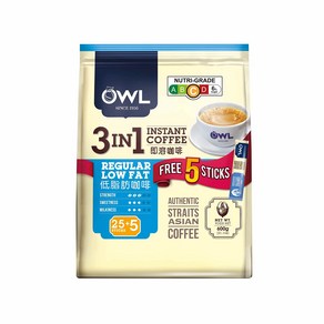 OWL 부엉이 인스탄트 커피 레귤러 로우팻 3in1 - Owl Instant Coffee Regula Low fat 3in1 20g X 30개입, 1개