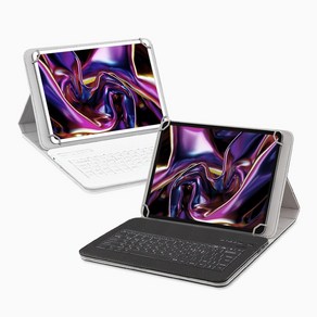 레노버 Tab M10 Plus 3세대 태블릿 거치 블루투스 키보드 케이스 (블랙/화이트), 화이트