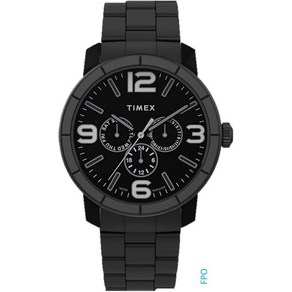 Timex 남성 모드 44mm 시계 블랙 팔찌 다이얼 케이스