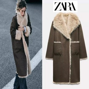 자라 여성 무스탕 리버시블 롱 코트 zara