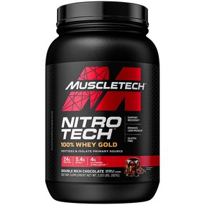 MuscleTech 퍼포먼스 시리즈 Nito Tech 100% 유청 골드 더블 리치 초콜릿 맛 921g, 911g, 1개