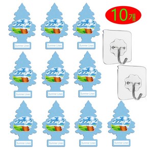 리틀트리 방향제 섬머린넨 10개 + 방향제걸이 2개 총(12개) (썸머린넨) 10개 + 2개 접착고리, 1개