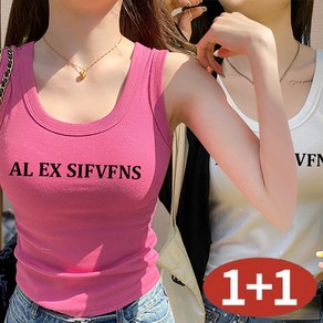 AOKADA 1+1여자 크롭 나시 여름 캐미솔 민소매 티셔츠
