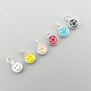 비즈톡 [SVP-21-03]순은펜던트 실버925 에폭스마일 6mm+O링 6종 무도금 1개