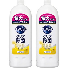 카오 큐큣토 주방세제 클리어 레몬향 770ml x 2개 리필용