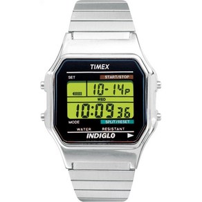 Timex 남성용 클래식 디지털 확장 밴드 손목시계 실버톤 스테인리스 스틸 T78587