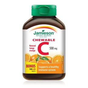 (캐나다 직송) 자미에슨 츄어블 비타민 C 500mg 오렌지맛 120정 4개 Jamieson Chewable Vitamin C 500 mg Tangy Orange Flavour