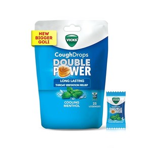 VICKS COUGH DROPS DOUBLE POWER (Bag of 25) NEW & IMPROVED BIGGER DROPS WITH 2X AYURVEDIC MIX FOR, 2개