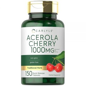 Carlyle Acerola 체리 캡슐 | 1000mg 150개 GMO 프리 및 글루텐 추출물 아세로라 베리