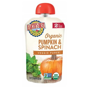 얼스 베스트 2단계 이유식 99g 12개입 펌킨 스피니치 맛 Eath's Best Oganic Stage 2 Baby Food Pumpkin and Spinach, 12개