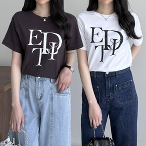 [행복여] 1+1 알파벳 캐쥬얼 루즈핏 반팔 티셔츠