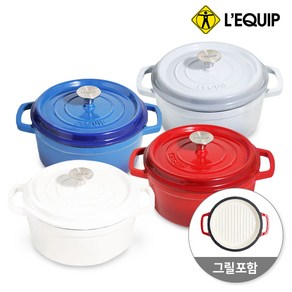 [리큅] 더치오븐 무쇠냄비 22cm LPI-22 블루 (그릴 뚜껑 포함), 1개