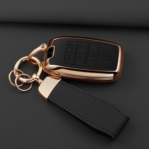 HAKO 소프트 가죽TPU 키케이스+키홀더 (기아호환 3버튼 4버튼 6버튼), K-03, 블랙