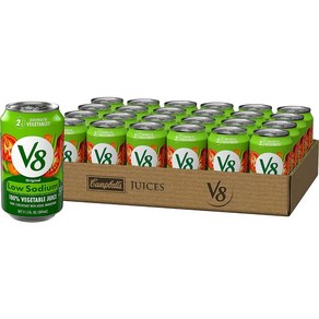 V8 저나트륨 오리지널 100% 야채 주스 11.5 fl oz 캔 (24 팩), 341ml