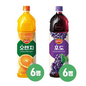 [제트스카이] 델몬트 오렌지 포도 주스 주스 음료 세트 1.5L, 12개