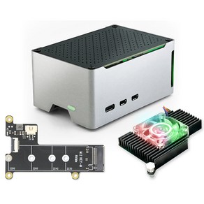 라즈베리파이5 컴팩트 알루미늄 방열 케이스 [CP] + M.2 NVMe SSD 쉴드 [X1001]