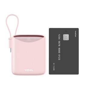 보바 고속충전 일체형 대용량 보조배터리 10000mAh 22.5W VA-114, 핑크