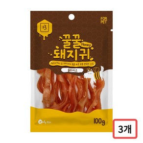 브리더랩 쫀득쫀득 꿀꿀 돼지귀 제주도 돼지귀 슬라이스, 3개, 100g