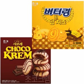 해태 버터링 딥황치즈 155g +사브레 초코크렘 204g 과자모음(총359g), 1개