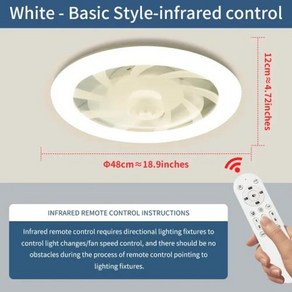 실링팬 LED 천장 선풍기 조명 심플 스타일 리모컨 무한 디밍 6 단계 풍속 거실 침실, 1) XFche-Basis - Remote Conto