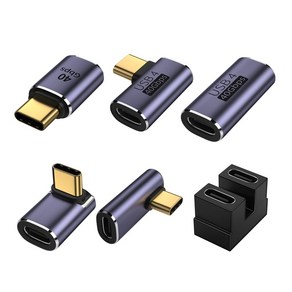 USB C 어댑터 U 자형 직각 유형 남성 40Gbps 고속 데이터 변환기 충전, 1.1, 1.1, 1개