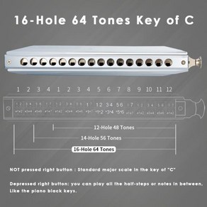 SWAN 크로매틱 하모니카 키 C 16 홀 64 톤 전문가 및 용 입 오르간, 한개옵션0, 1개