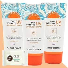 알프레도휘마스 데일리 인텐시브 UV 선블럭 크림 70ml 3개(+하늘선물 물티슈 10매), 3개