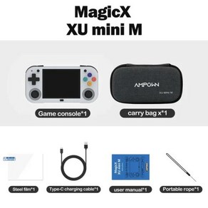 MagicX XU 미니 M 휴대용 게임 플레이어 콘솔 2.8 인치 IPS 전체 시야각 레트로 비디오 리눅스 시스템, [02] Gay, [01] 64G(9K Games), 3) Gay - 64G(9K Games), 1개