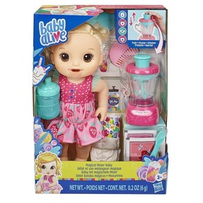 미국 정품 베이비얼라이브 딸기 쉐이크 Baby Alive Magical Mixe Baby Doll 음식 먹기, 1개