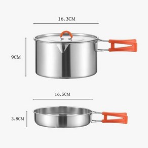 캠핑냄비 조리기구 세트 캠프파이어 및 팬 배낭 하이킹 피크닉 장비 내구성 경량 세트당 3 개, 2) 3pcs  set, 1개