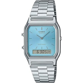 CASIO [카시오] 아나디지 ANADIGI 쿼츠 손목시계 빈티지 시리즈 AQ230A2A1MQY 남여공용 듀얼타임 아이스 블루 해외 모델 파란색