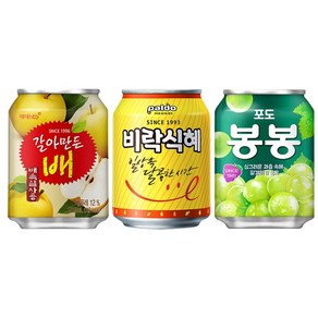 [기타브랜드] 갈아만든배 포도 봉봉 비락식혜 238ml 3종 24캔 세트