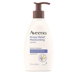 Aveeno 스트레스 릴리프 모이스처라이징 바디 로션 라벤더 오트밀 카모마일 & 일랑일랑 에센셜 오일 함유 릴랙스 354.9ml(12온스), 354ml, 1개