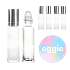 eggie 롤온 향수 공병 10ml, 실버(캡) & 투명(용기), 4개