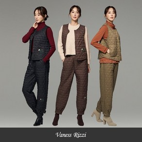 [쇼핑엔티] 24FW 바네사리찌 퀼팅 자수 상하의세트 (베스트+팬츠)