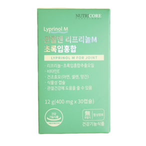 뉴트리코어 관절엔 리프리놀M 초록입홍합 400mg x 30캡슐 1개월분, 30정, 1개