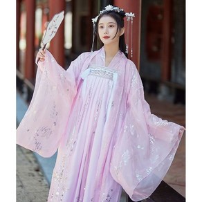 사극 의상 Hanfu 여성 복장 핫 스탬핑 봄 체리 큰