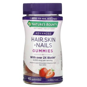 Natues Bounty Advanced Hai Skin Nails Gummies Stawbey 3 000 mcg 40 Gummies, 1개, 40정